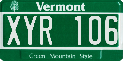 VT license plate XYR106