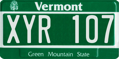 VT license plate XYR107