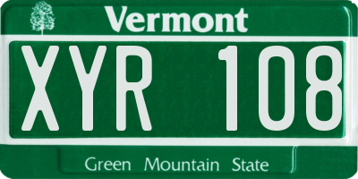 VT license plate XYR108