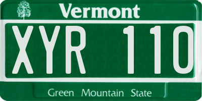 VT license plate XYR110