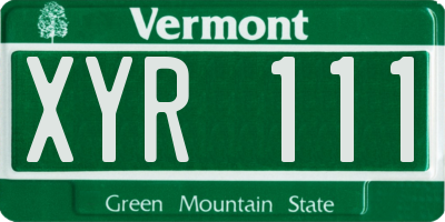 VT license plate XYR111