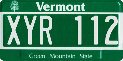 VT license plate XYR112