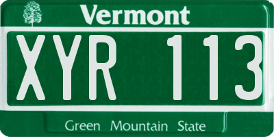 VT license plate XYR113