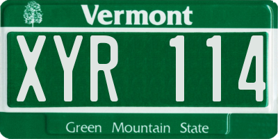VT license plate XYR114