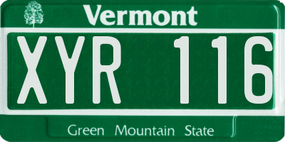 VT license plate XYR116
