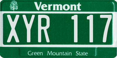 VT license plate XYR117