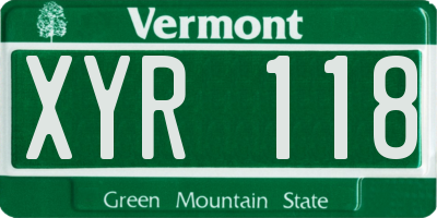 VT license plate XYR118