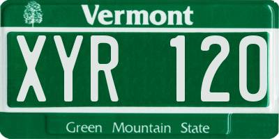 VT license plate XYR120