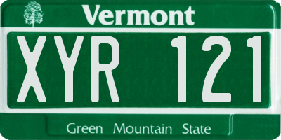 VT license plate XYR121