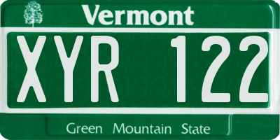 VT license plate XYR122