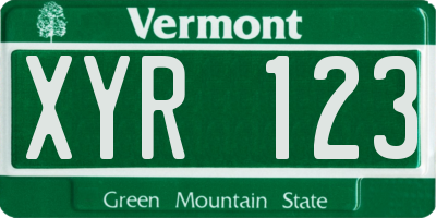 VT license plate XYR123