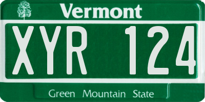 VT license plate XYR124