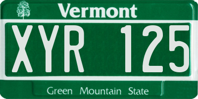 VT license plate XYR125