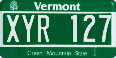VT license plate XYR127