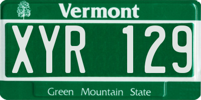 VT license plate XYR129