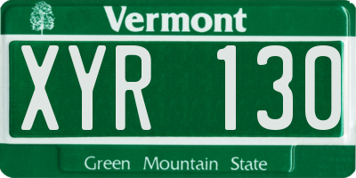 VT license plate XYR130