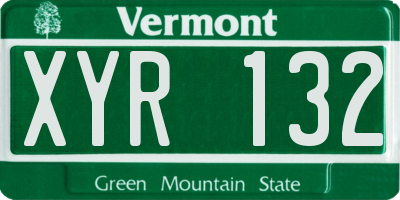 VT license plate XYR132