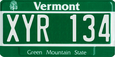 VT license plate XYR134
