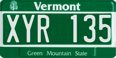 VT license plate XYR135