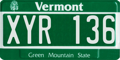 VT license plate XYR136