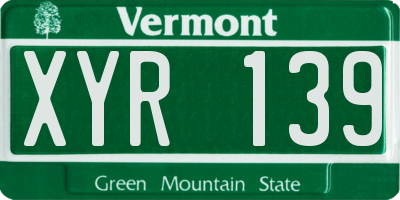 VT license plate XYR139