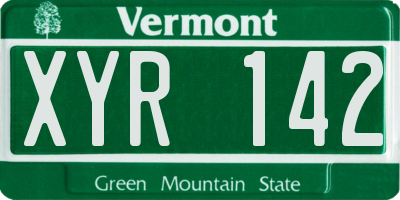 VT license plate XYR142