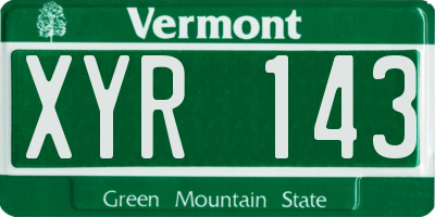 VT license plate XYR143