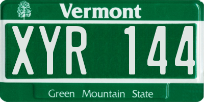 VT license plate XYR144