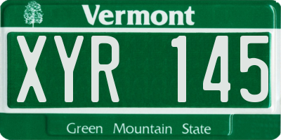 VT license plate XYR145