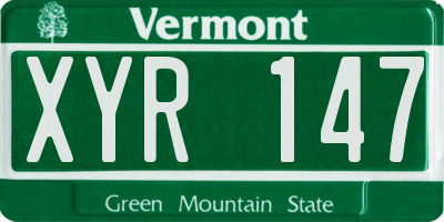 VT license plate XYR147