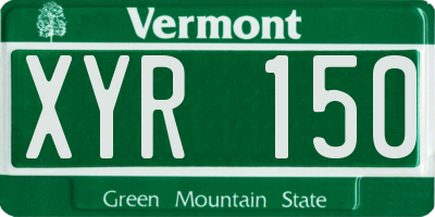 VT license plate XYR150