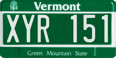 VT license plate XYR151