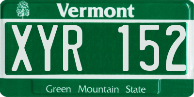 VT license plate XYR152
