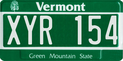 VT license plate XYR154
