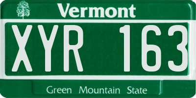 VT license plate XYR163