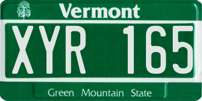 VT license plate XYR165