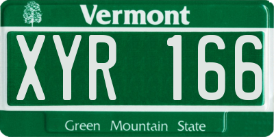 VT license plate XYR166