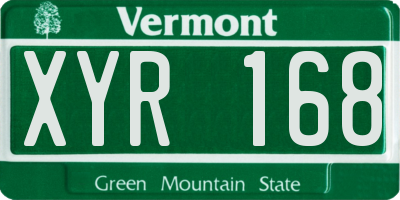VT license plate XYR168