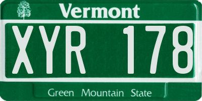 VT license plate XYR178