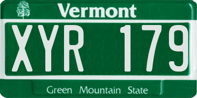 VT license plate XYR179