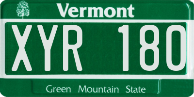 VT license plate XYR180