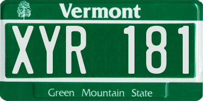 VT license plate XYR181