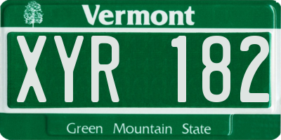 VT license plate XYR182