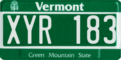VT license plate XYR183