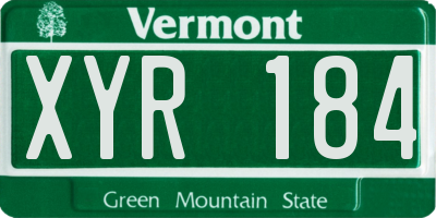 VT license plate XYR184