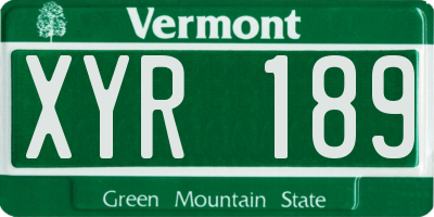 VT license plate XYR189