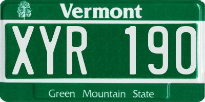 VT license plate XYR190
