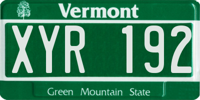 VT license plate XYR192