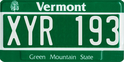 VT license plate XYR193