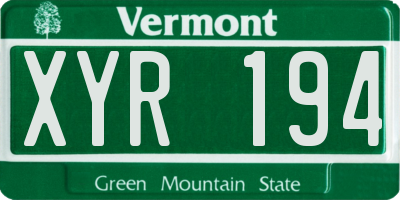 VT license plate XYR194
